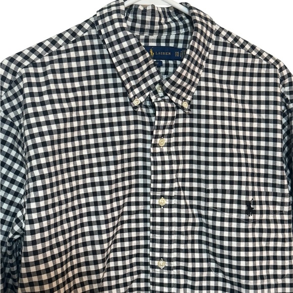 Ralph Lauren Men's XXL Black and White Casual Gingham Checkered Dress Shirt - Picture 1 of 3